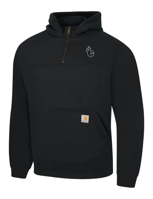Carhartt Black Rain Defender Paxton Heavyweight Hooded 1/4 Zip Mock Sweatshirt w/Alpac Logo