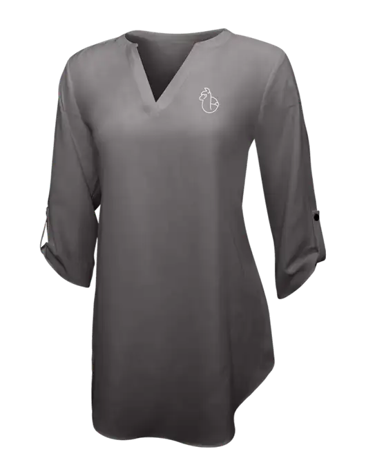 Dark Grey Womens 3/4 Sleeve Tunic Blouse w/Alpac Logo
