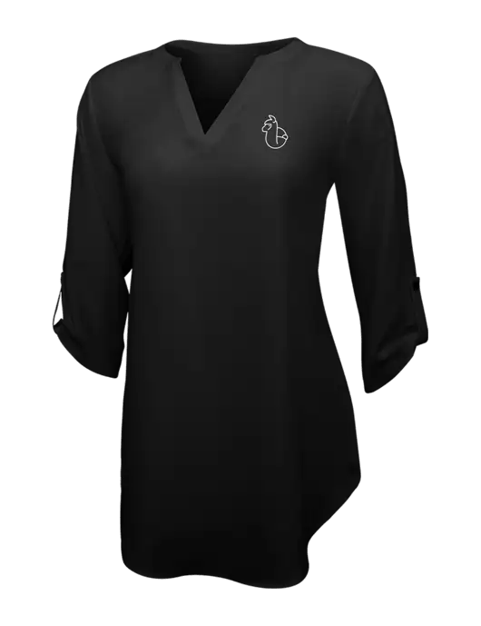 Womens Black 3/4 Sleeve Tunic Blouse w/Alpac Logo