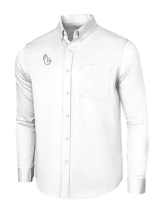 Long Sleeve White Superpro React Twill Shirt w/Alpac Logo