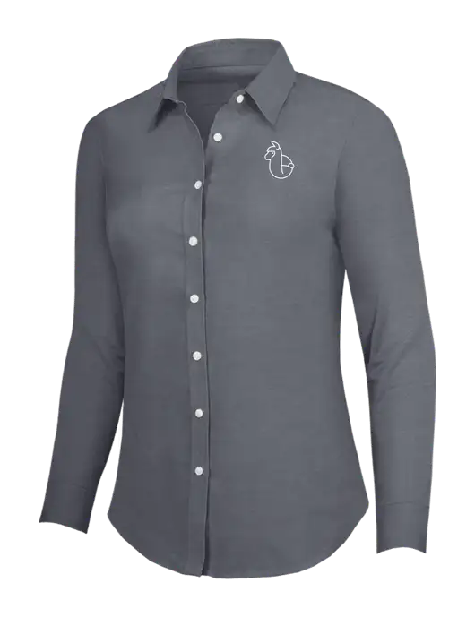 Dark Grey Womens SuperPro Oxford Shirt w/Alpac Logo