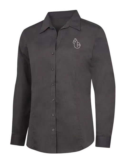 Womens Soft Black Crosshatch Easy Care Shirt w/Alpac Logo