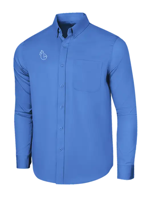 Long Sleeve Dark Carolina Blue Superpro React Twill Shirt w/Alpac Logo