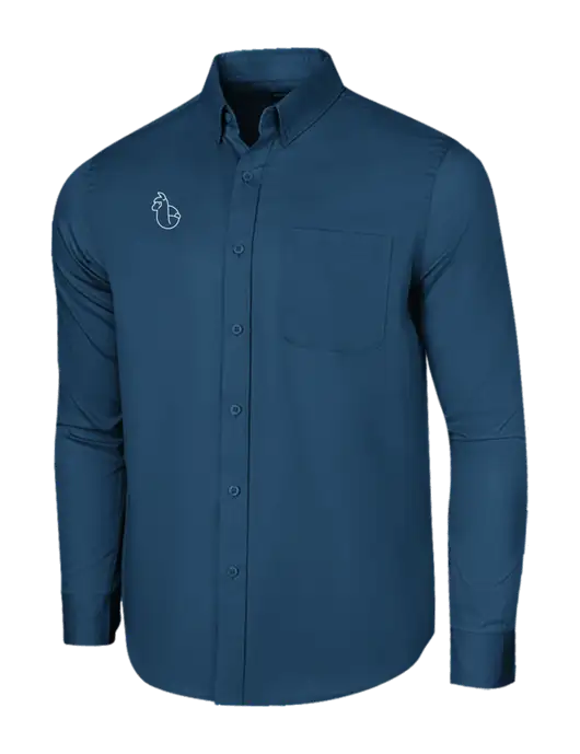 Long Sleeve Light Navy Superpro React Twill Shirt w/Alpac Logo
