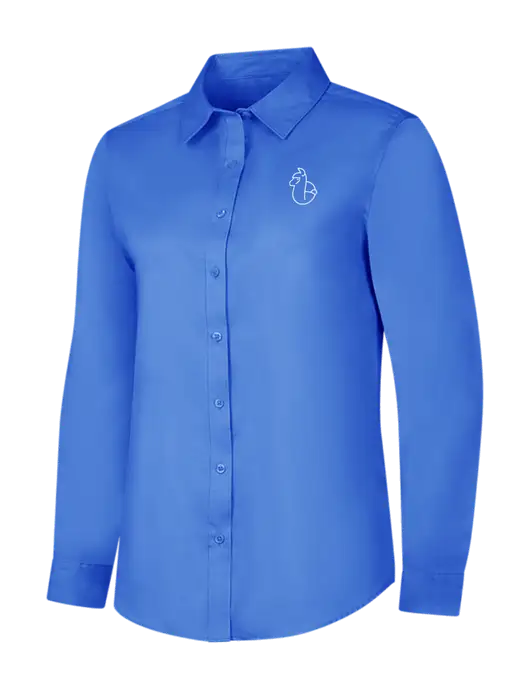 Dark Carolina Blue Womens Long Sleeve Superpro React Twill Shirt w/Alpac Logo