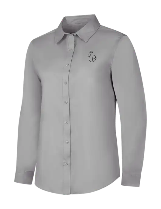 Light Grey Womens Long Sleeve Superpro React Twill Shirt w/Alpac Logo