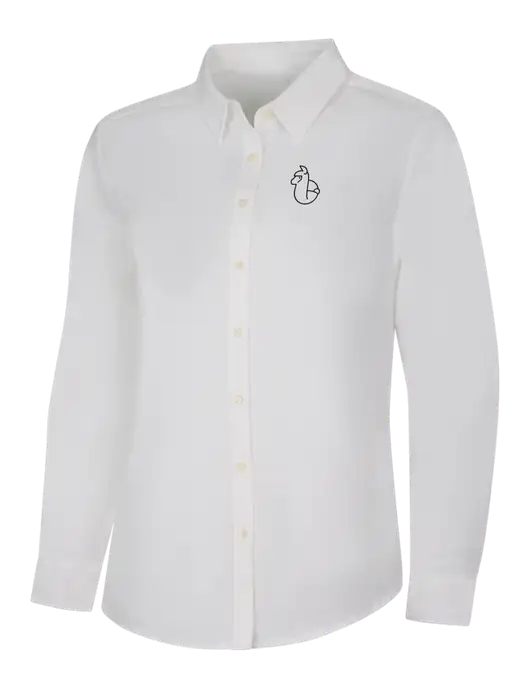 Womens White Long Sleeve Superpro React Twill Shirt w/Alpac Logo