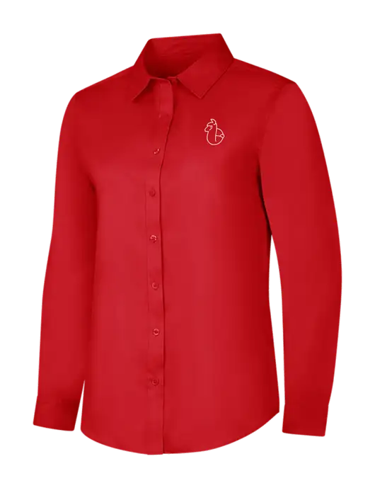 Red Womens Long Sleeve Superpro React Twill Shirt w/Alpac Logo