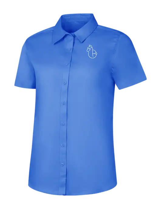 Womens Dark Carolina Blue Short Sleeve Superpro React Twill Shirt w/Alpac Logo