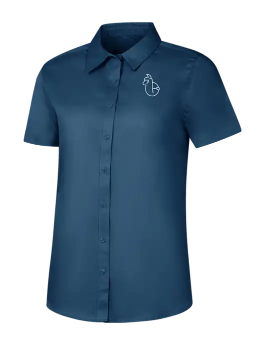 Womens Light Navy Short Sleeve Superpro React Twill Shirt w/Alpac Logo