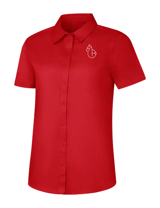 Womens Red Short Sleeve Superpro React Twill Shirt w/Alpac Logo