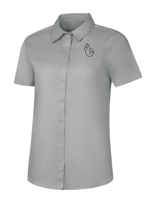 Womens Light Grey Short Sleeve Superpro React Twill Shirt w/Alpac Logo