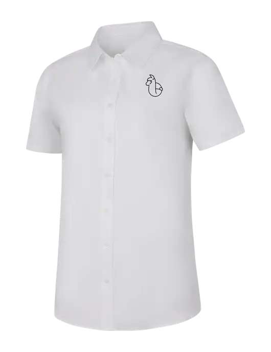 Womens White Short Sleeve Superpro React Twill Shirt w/Alpac Logo