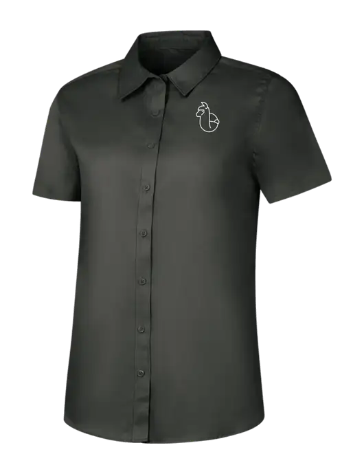 Womens Dark Grey Short Sleeve Superpro React Twill Shirt w/Alpac Logo