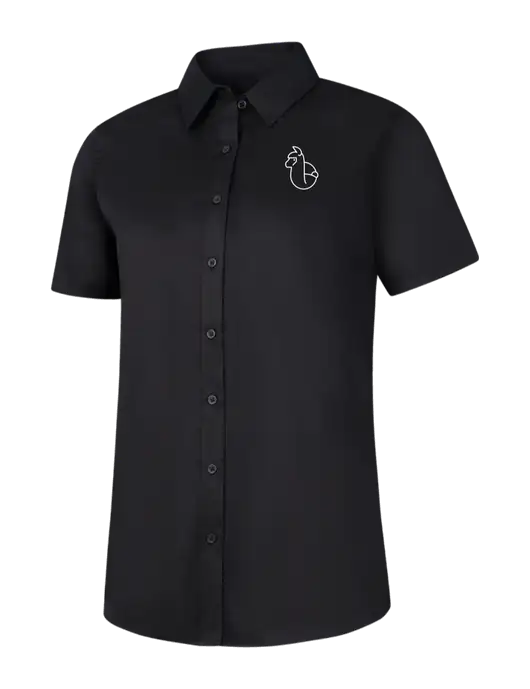 Womens Black Short Sleeve Superpro React Twill Shirt w/Alpac Logo