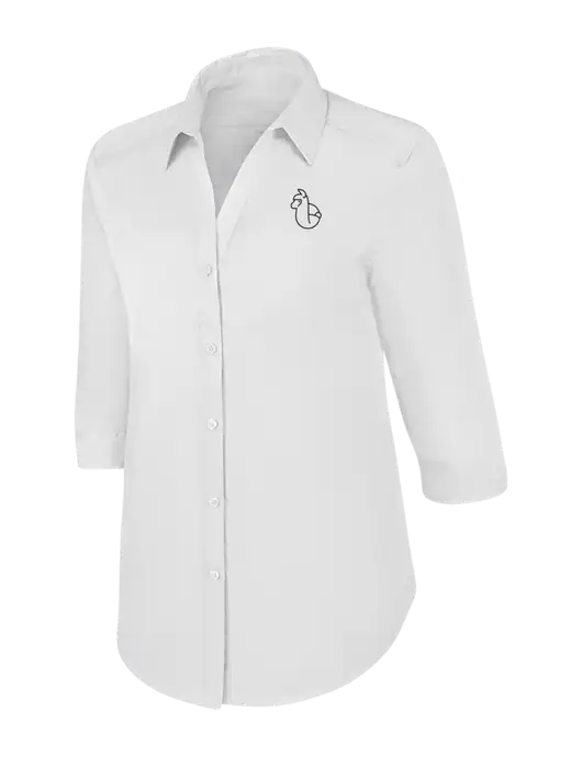 Womens White 3/4 Sleeve Carefree Poplin Shirt w/Alpac Logo