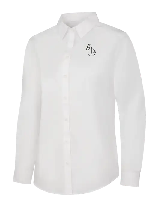 Womens White Long Sleeve Carefree Poplin Shirt w/Alpac Logo