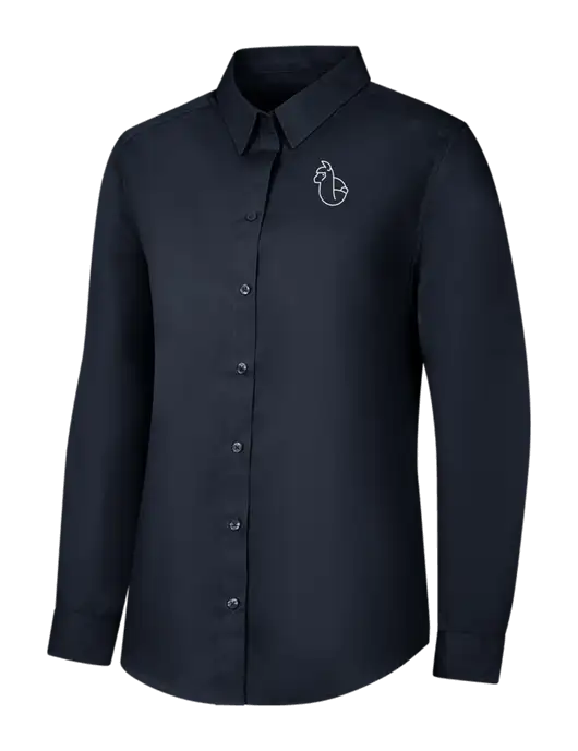 Womens River Blue Navy Long Sleeve Carefree Poplin Shirt w/Alpac Logo