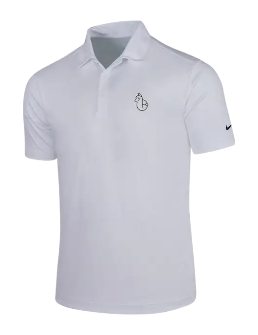 NIKE White Dri-Fit Vertical Mesh Polo w/Alpac Logo