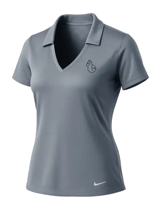 NIKE Medium Grey Womens Dri-Fit Vertical Mesh Polo w/Alpac Logo