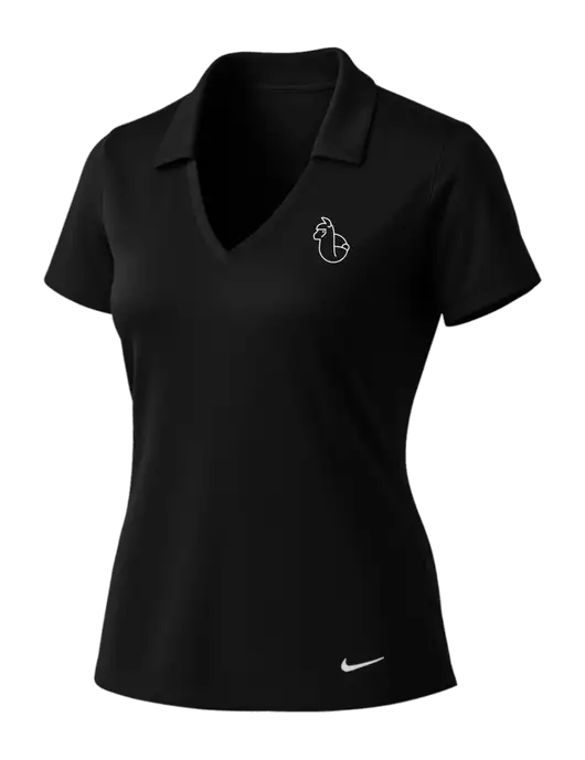 NIKE Black Womens Dri-Fit Vertical Mesh Polo w/Alpac Logo
