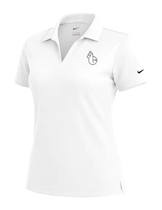 NIKE White Womens Dri-Fit Micro Pique Polo w/Alpac Logo