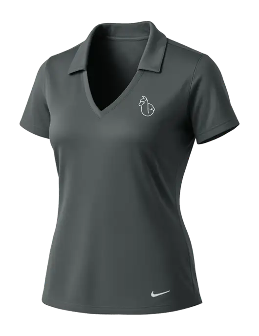 NIKE Dark Grey Womens Dri-Fit Vertical Mesh Polo w/Alpac Logo