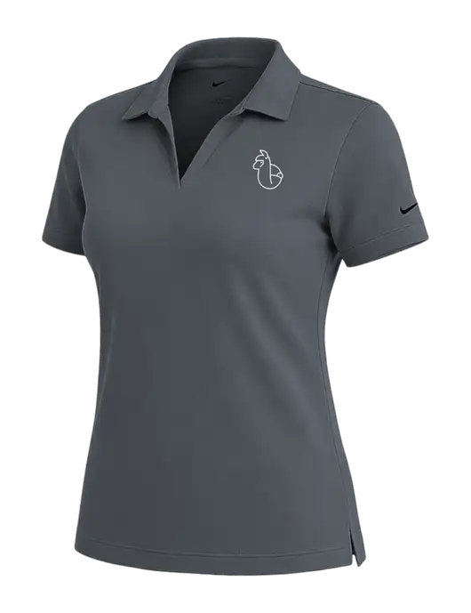 NIKE Dark Grey Womens Dri-Fit Micro Pique Polo w/Alpac Logo