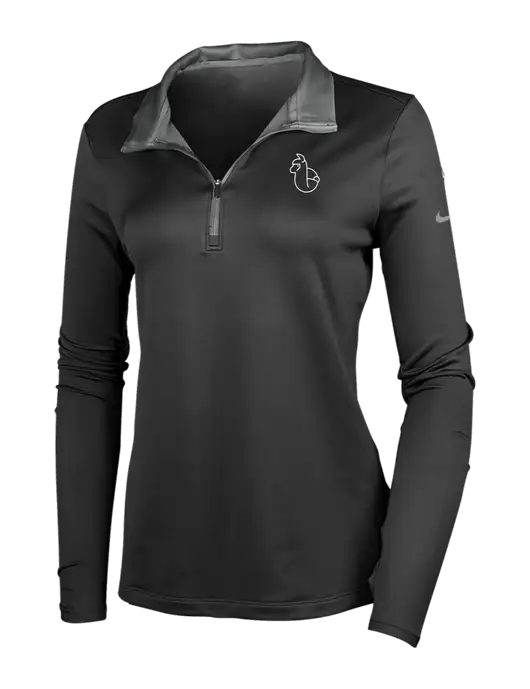 NIKE Black/Dark Grey Womens Dry-Fit Stretch 1/2 Zip Cover-Up w/Alpac Logo