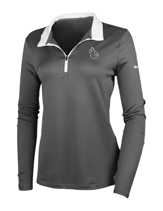 NIKE Dark Grey/White Womens Dry-Fit Stretch 1/2 Zip Cover-Up w/Alpac Logo