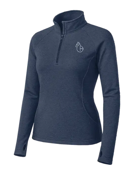 Navy Heather Womens Sport Wick Stretch 1/4 Zip Pullover w/Alpac Logo