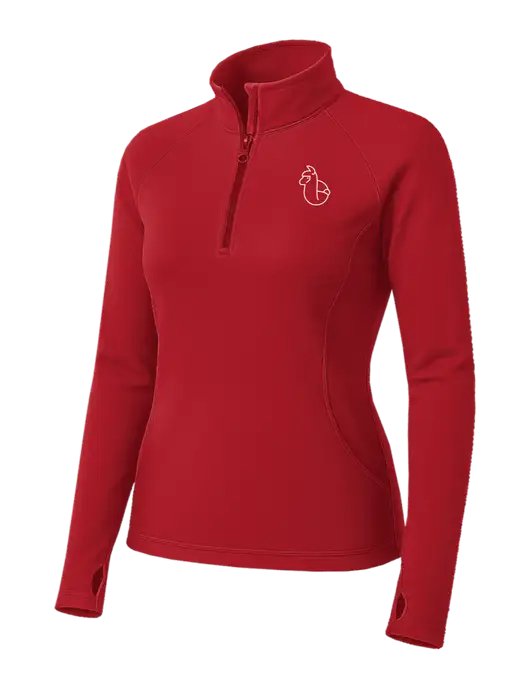 Red Womens Sport Wick Stretch 1/4 Zip Pullover w/Alpac Logo