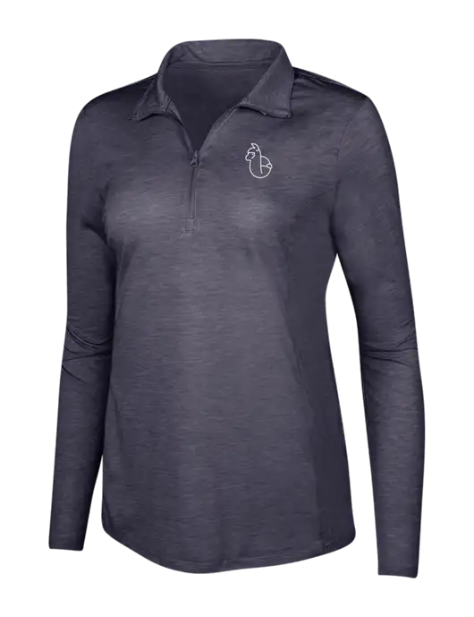 True Navy Heather Womens Posicharge Tri-Blend Wicking 1/4 Zip Pullover w/Alpac Logo