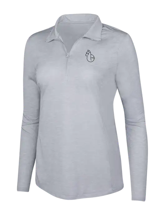 Light Grey Heather Womens Posicharge Tri-Blend Wicking 1/4 Zip Pullover w/Alpac Logo