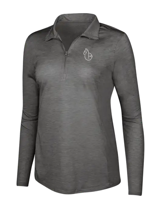 Dark Grey Heather Womens Posicharge Tri-Blend Wicking 1/4 Zip Pullover w/Alpac Logo