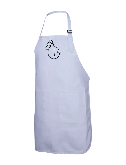 Full-Length White Apron With Pockets w/Alpac Logo