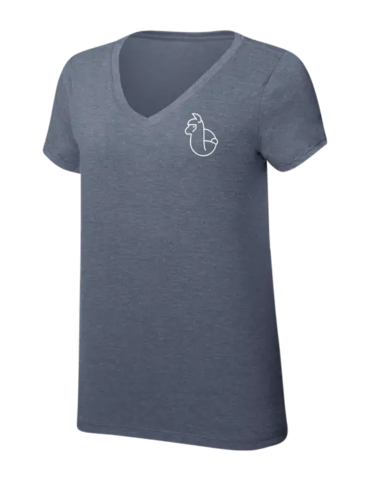 Womens Simply Soft V-Neck Navy Frost 4.5oz  Poly/Combed Ring Spun Cotton T-Shirt w/Alpac Logo
