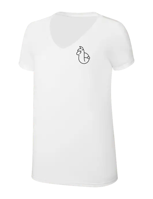 Womens Simply Soft V-Neck White 4.5oz  Poly/Combed Ring Spun Cotton T-Shirt w/Alpac Logo