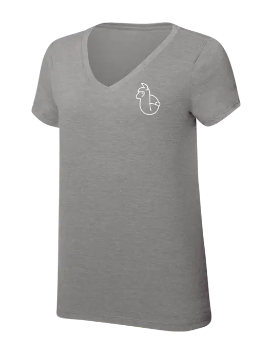 Womens Simply Soft V-Neck Grey Frost 4.5oz  Poly/Combed Ring Spun Cotton T-Shirt w/Alpac Logo