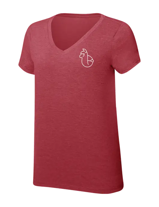 Womens Simply Soft V-Neck Red Frost 4.5oz  Poly/Combed Ring Spun Cotton T-Shirt w/Alpac Logo