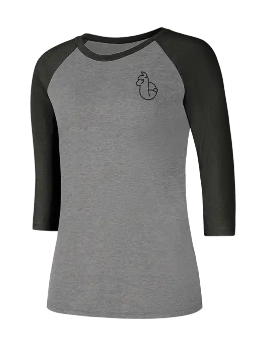 Womens Simply Soft 3/4 Sleeve Black Frost/Grey Frost Ring Spun Cotton T-Shirt w/Alpac Logo