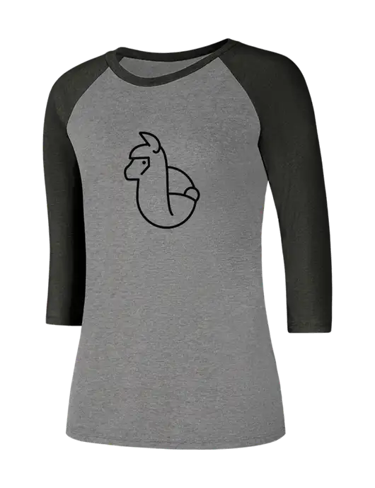 Womens Simply Soft 3/4 Sleeve Black Frost/Grey Frost Ring Spun Cotton T-Shirt w/Alpac Logo