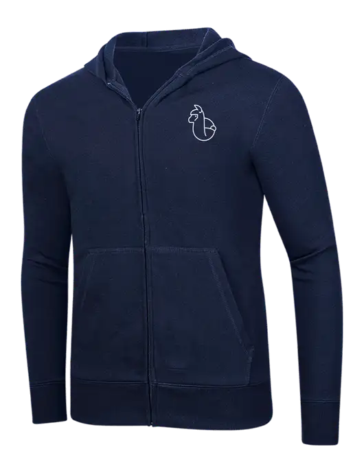 Full-Zip Navy Heavyweight Hooded Sweatshirt w/Alpac Logo