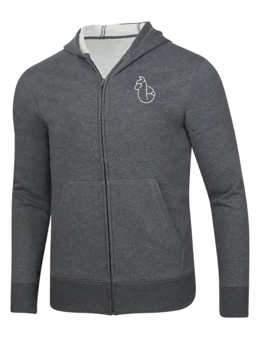 Full-Zip Dark Grey Heather Heavyweight Hooded Sweatshirt w/Alpac Logo