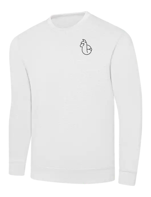 White 7.8 oz Ring Spun Crew Sweatshirt w/Alpac Logo