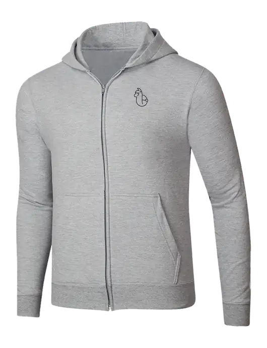 Light Grey Heather 8.5 oz Ring Spun Zip Hooded Sweatshirt w/Alpac Logo