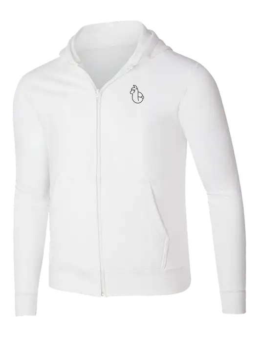 White 8.5 oz Ring Spun Zip Hooded Sweatshirt w/Alpac Logo