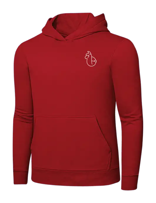 Bright Red 8.5 oz Ring Spun Hooded Sweatshirt w/Alpac Logo