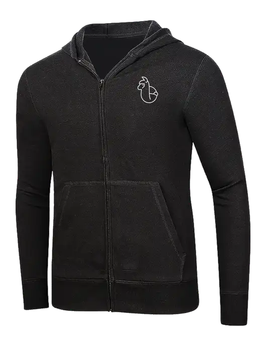 Full-Zip Black Heavyweight Hooded Sweatshirt w/Alpac Logo