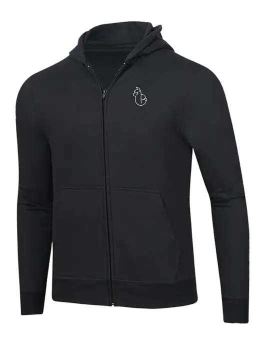 Jet Black 8.5 oz Ring Spun Zip Hooded Sweatshirt w/Alpac Logo